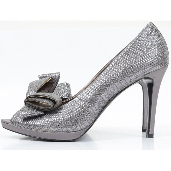 Moda Spana Women's 9M Sparkling Peep Toe Stiletto Heels Platform Formal Party - Picture 6 of 10